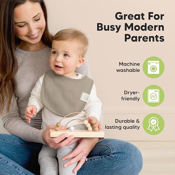 8-Pack Organic Baby Bibs for Boys, Girls - Soft Cotton Drooling and Teething Bibs for Baby Girl & Boy, Extra Absorbent, Easy To Clean & Put On for Toddler, Newborn, Infant 0-24 Months (Eclipse)