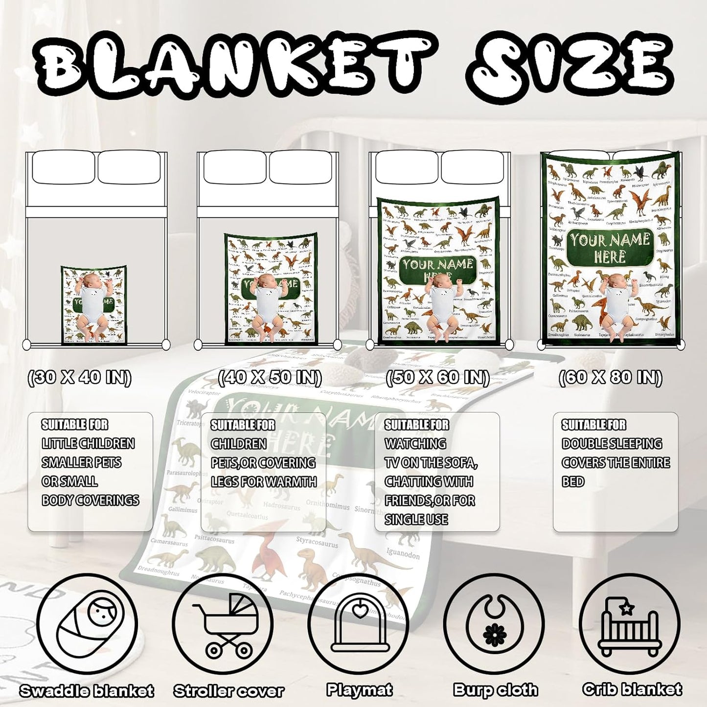 Ship Next Day, Personalized Baby Blanket – Printed in USA, Custom Baby Blanket for Boys & Girls, Baby Blanket with Name, Baby Shower, Easter, Christmas, Birthday Newborn & Toddler Gifts, Baby Gifts