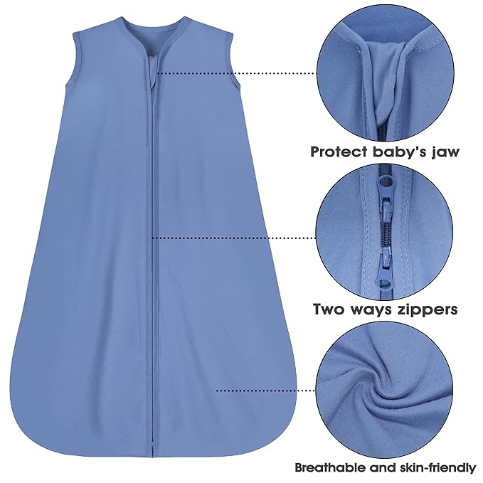 Baby Sleep Sack 18-24 Months 3 Pack Baby Wearable Blanket 100% Rayon Cotton 2-Way Zipper Toddler Sleeping Sack .Comfy Soft Lightweight TOG 0.3 (Bohemia&Checkered&Blue)