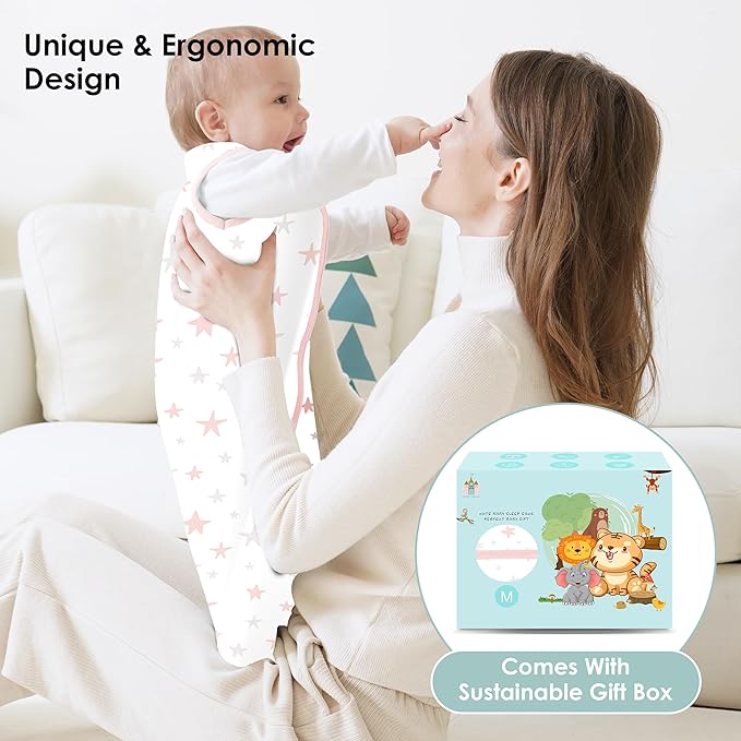 Cute Castle Baby Sleep Sack 18-24 Months - Lightweight 100% Cotton 2-Way Zipper TOG 0.5 Infant Wearable Blanket, Newborn Essentials Toddler Sleep Clothes, 3 Pack(Pink, Moon, Stars)