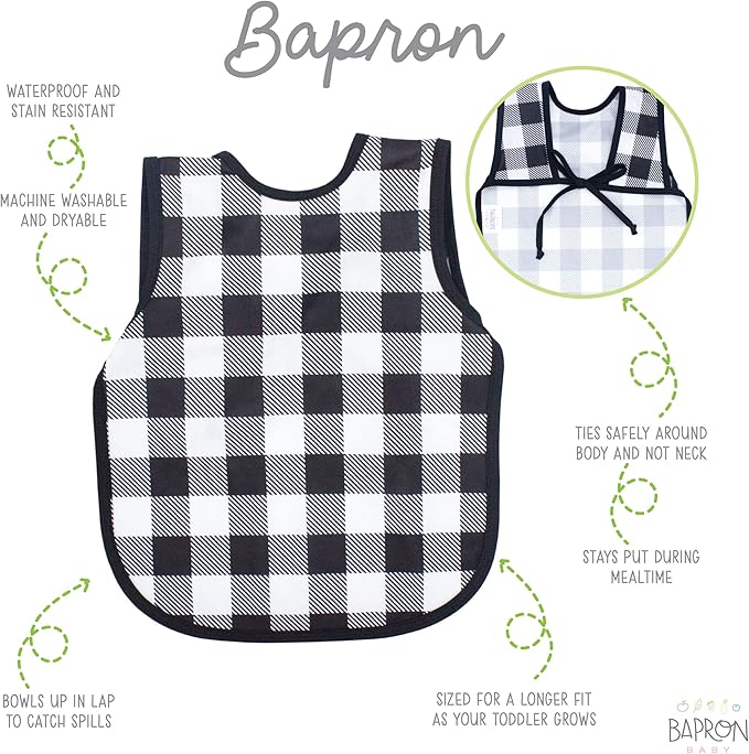 BapronBaby Animal Prints Bapron - No Neck Tie Safer Bib - Baby & Toddler - Soft Waterproof - PVC, BPA & Phthalate Free - 6m+