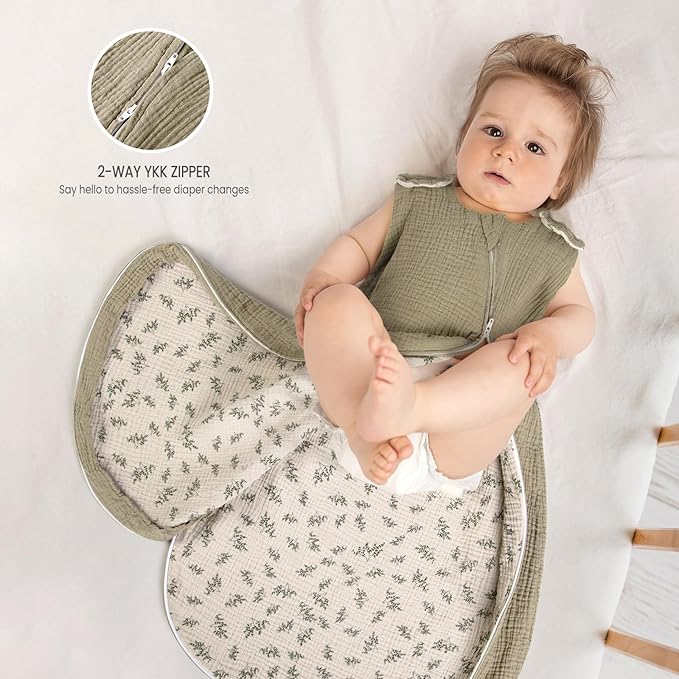 lulumoon Sleep Sack Muslin for Baby: Cotton Wearable Blanket for 3-9 Months - Soft Lightweight Ideal for Nursery Lounge Nighttime Naptime 6-12 Months