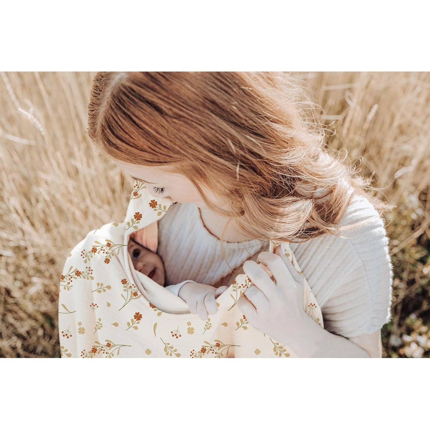 Konssy Muslin Nursing Cover for Baby Breastfeeding, Breathable 100% Cotton Breastfeeding Cover with Rigid Hoop for Mother Nursing Apron, Multi-use Carseat Canopy (Posy)