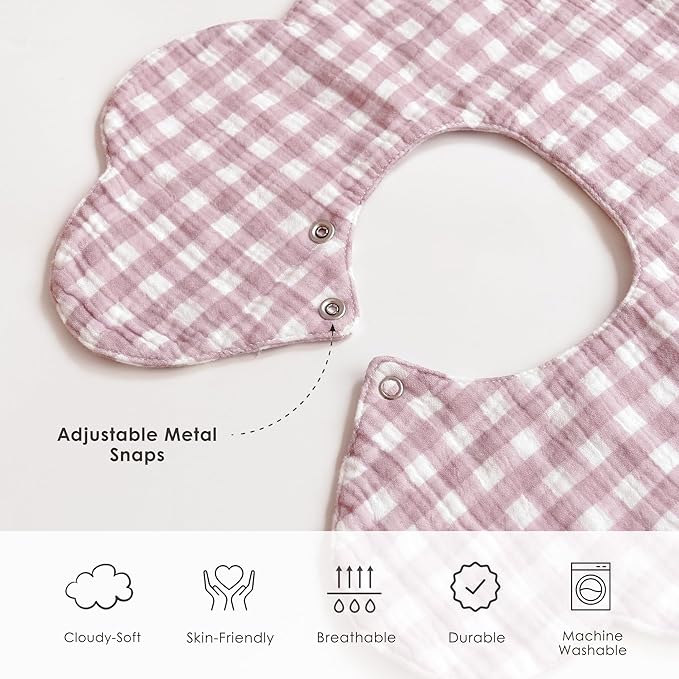 Muslin Baby Bibs, 6 Pack 100% Cotton Absorbent 360 ° Rotate Flower-Shaped Bandana Drool Bibs for Baby Girls & Boys