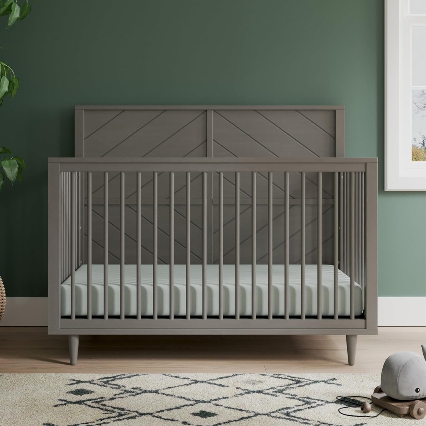 Child Craft Surrey Hill 4-in-1 Convertible Crib, Baby Crib Converts to Day Bed, Toddler Bed and Full Size Bed, 3 Adjustable Mattress Positions, Non-Toxic, Baby Safe Finish (Lunar Gray)