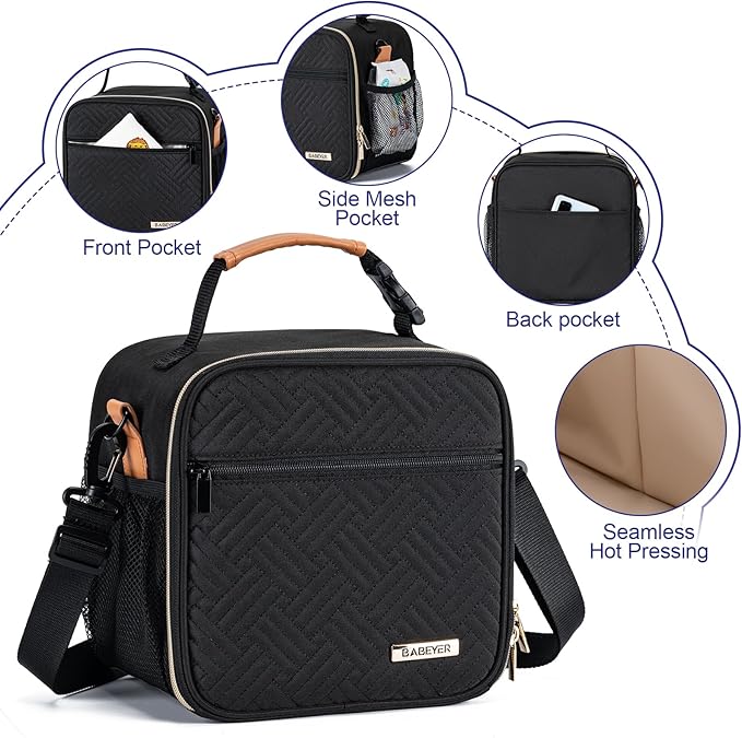 Baby Bottle Cooler Bag with Ice Pack, Breastmilk Cooler Bag Fits 6 Baby Bottle Up to 9 Oz, Insulated Bottle Bag with Should Straps for Travel & Work, Black