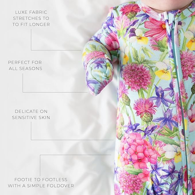 Posh Peanut Convertible Baby Sleepers - Girls Footless Baby Pajamas with 2 Way Zipper for Easy Diaper Changes