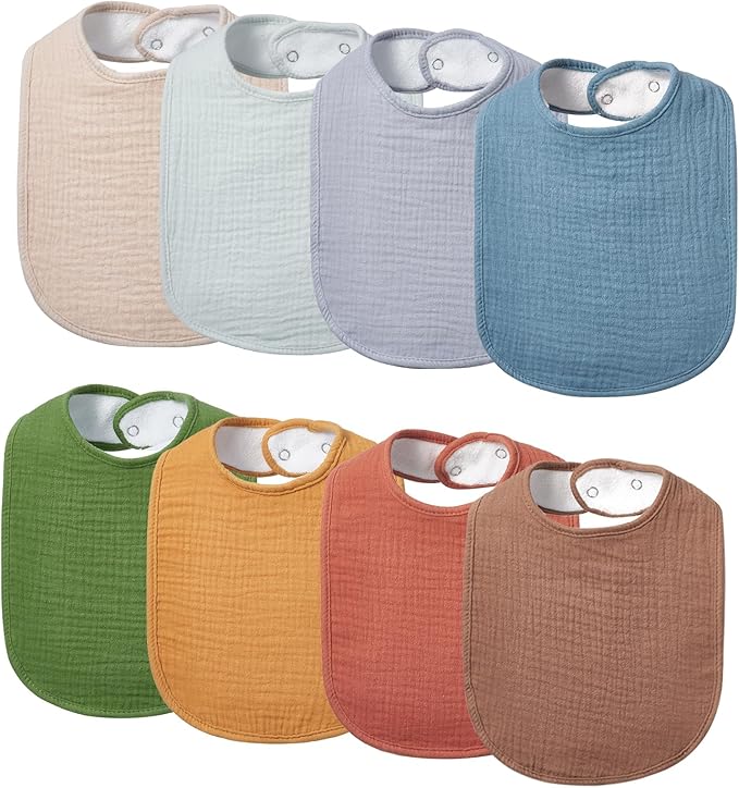 Lilian&Gema Baby Bibs 8 Pack Baby Drool Bibs for Unisex Boys Girls,Soft Cotton Bibs for Teething and Drooling Newborn