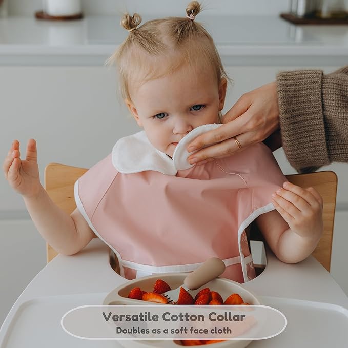 6-Layer Waterproof Baby Bib, Reversible, Adjustable, Washable, Stain Oil Resistant, 6-36 Months, 2-Pack, food bib