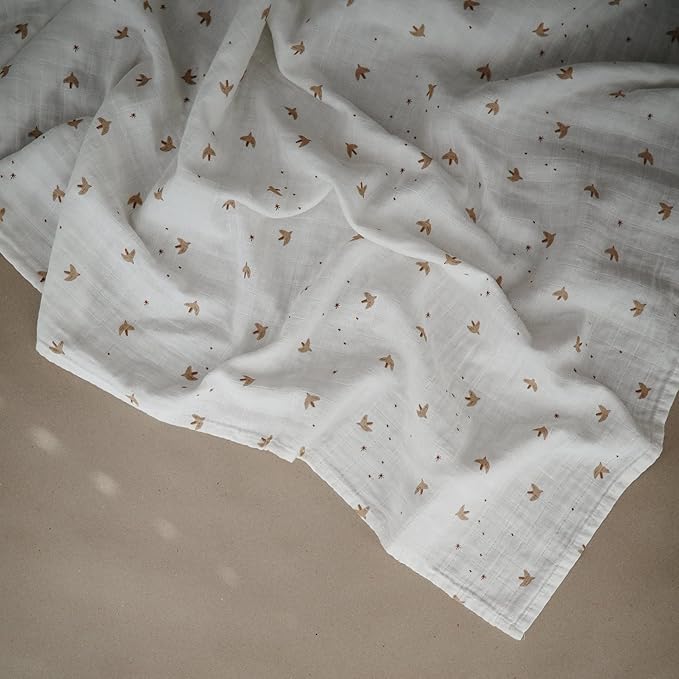 mushie Muslin Baby Swaddle Blanket | 100% Organic Cotton (Sparrow)