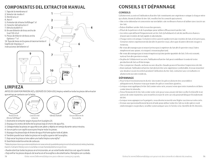 Dr. Brown's Manual Breast Pump with SoftShape 100% Silicone Shield (B,25mm flange) & Anti-Colic Options+ Wide-Neck Baby Bottle 5 oz/150 mL,with Level 1 Slow Flow Nipple