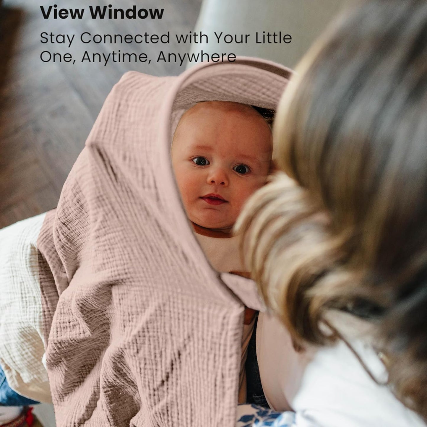 Konssy 2-Pack Muslin Nursing Cover Up for Breastfeeding Moms with Rigid Hoop, 100% Cotton, Lightweight & Breathable Breastfeeding Cover, Adjustable & Comfort