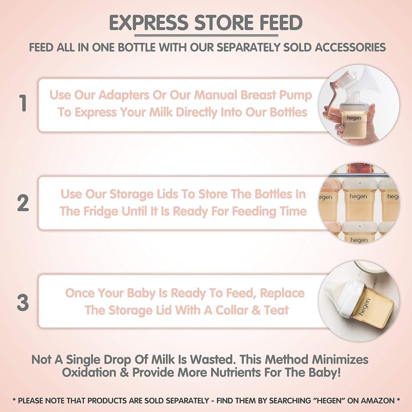 Hegen Easy to Clean Anti-Colic Baby Bottle, 8oz for 3 to 6 Months (2-Pack)