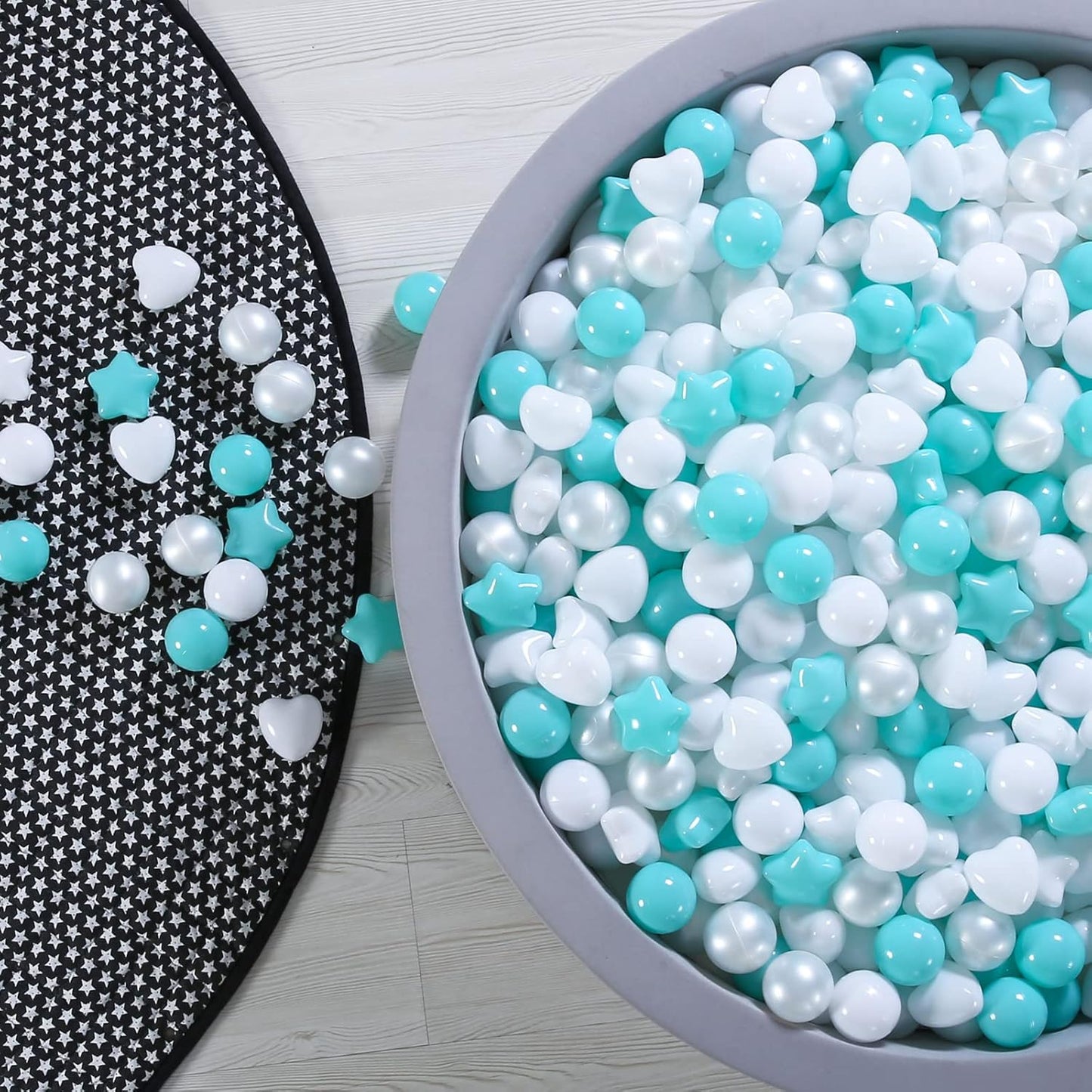 GOGOSO Ball Pit Balls Shapes for Kids - 100 Pieces Crush Proof Stress StarBalls BPA&Phthalate Free Non-Toxic Soft Plastic Ball for Baby Birthday Pool BallPit Accessories