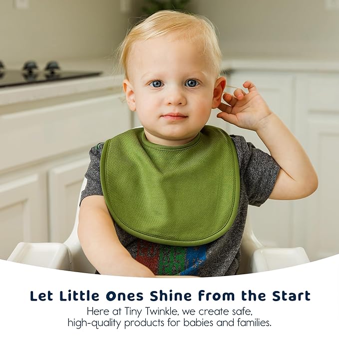 Tiny Twinkle 8 Pack Baby Bibs for Drooling and Teething – Waterproof & Absorbent Bibs for Baby Girl & Boy, Machine Washable Infant Bib Set for Newborns and Toddlers (Boy Set 8-Pack)