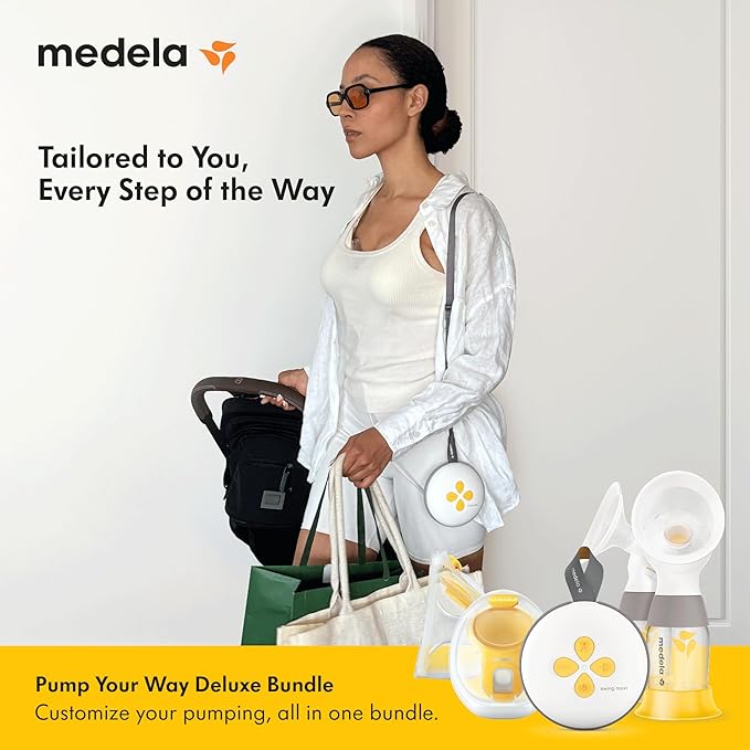 Medela Pump Your Way Deluxe Bundle Featuring Swing Maxi Double Electric Breast Pump with Wearable Hands-Free Collection Cups, PersonalFit Flex Breast Shields and Connectors