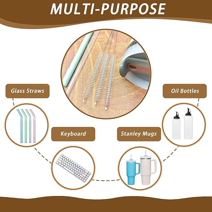 Straw Cleaner for Baby Bottles,Stanley Straw Cleaner Brush for 20/30/40oz Stanley Mugs,Straw Cleaner Brush with Bushy Bristles,Straw Brush Cleaner for Various Straws and Hummingbird Feeders(3 Pack).