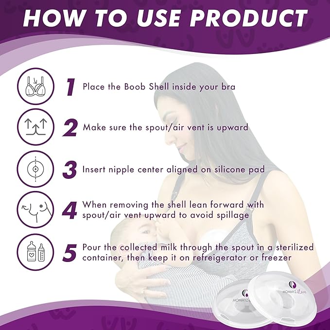 Mommyz Love Breast Shells & Milk Catcher for Breastfeeding No Plugs - Breast Milk Catcher to Relieve & Protect Cracked Sore & Engorged Nipples - Breast Shells Milk Collector for Leaking Milk (4 Pack)