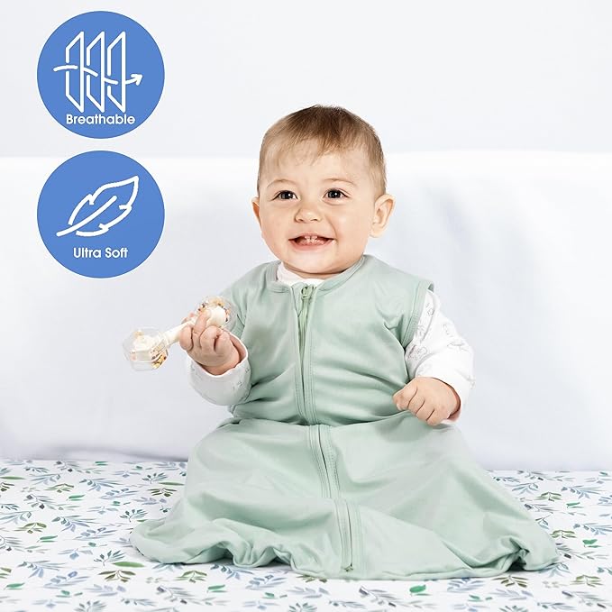 Baby Sleep Sack 0-6 Months Baby Wearable Blanket 100% Rayon Cotton 2-Way Zipper Toddler Sleeping Sack，Comfy Soft Lightweight TOG 0.3