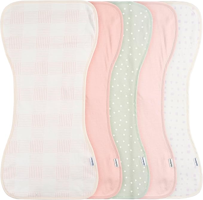 Gerber Baby Unisex Burp Cloths, Pink, Size 10.5" x 21" (Pack of 60)