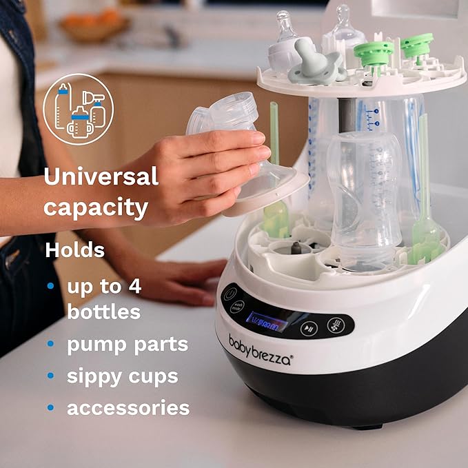 Baby Brezza Bottle Washer Pro - Baby Bottle Washer, Sterilizer + Dryer - All in One Machine Cleans Bottles, Pump Parts, & Sippy Cups - Replaces Hand Washing, Bottle Brushes and Drying Racks, Charcoal