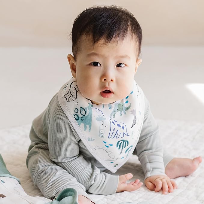 Loulou Lollipop Muslin Bandana Bib Drool Bib Set for Baby Girl and Boy, Adjustable 3 to 36 Months, 2 Pack