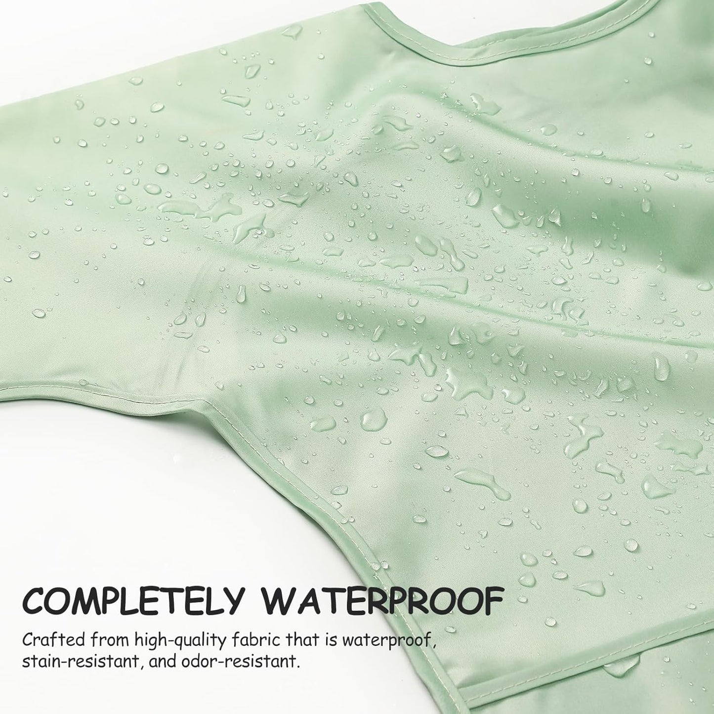 4 Pack Long Sleeve Bib, Waterproof Sleeved Smock for Baby Boy or Girl, Reusable Bib with Pocket, Ages 6-24 Months