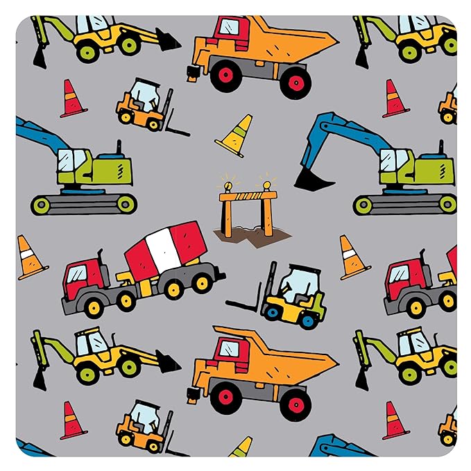 BapronBaby Construction Zone Bapron - No Neck Tie Safer Bib for Baby & Toddler - Soft Waterproof Stain Resistant - Machine Washable - Sz Baby/Toddler 6m-3T