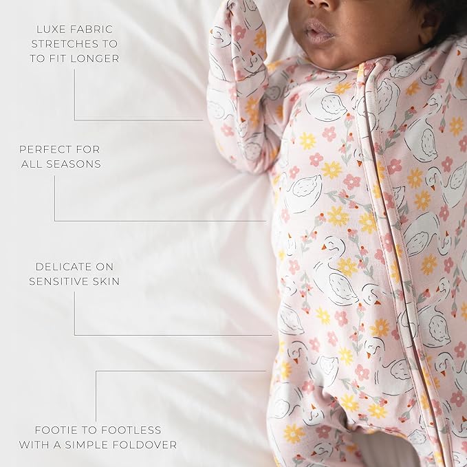 Posh Peanut Convertible Baby Sleepers - Girls Footless Baby Pajamas with 2 Way Zipper for Easy Diaper Changes