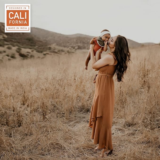 Kishu Baby Indi - Fairtrade Organic Baby Bibs for Girls or Boys - Rounded, 4-Way Reversible, 8 Layer Muslin Drool Bibs