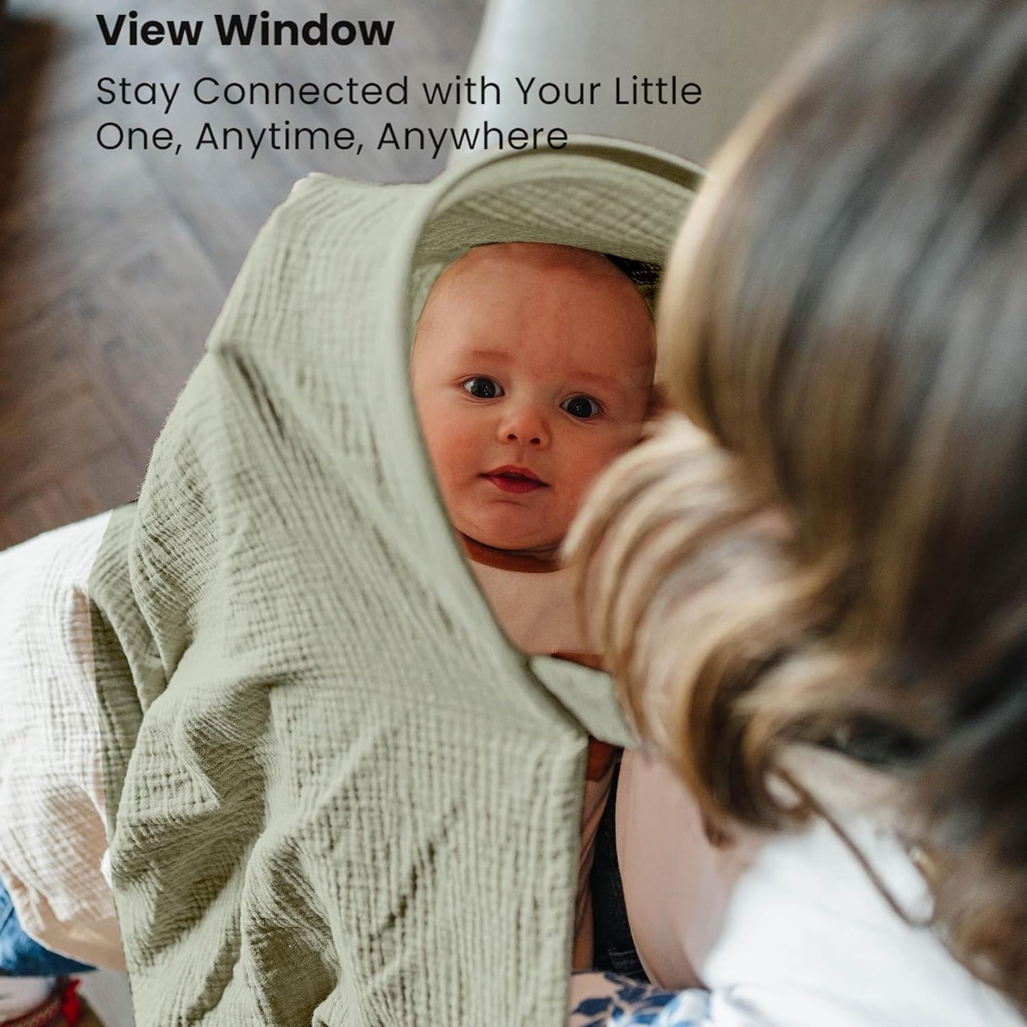 Konssy 2-Pack Muslin Nursing Cover Up for Breastfeeding Moms with Rigid Hoop, 100% Cotton, Lightweight & Breathable Breastfeeding Cover, Adjustable & Comfort