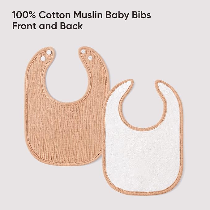 100% Cotton Muslin Baby Bibs 10-Pack Baby Drool Bibs for Unisex Baby Toddlers Infant Newborns Drooling and Teething