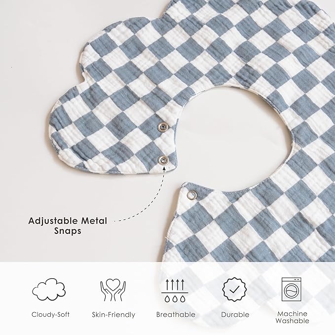 Muslin Baby Bibs, 6 Pack 100% Cotton Absorbent 360 ° Rotate Flower-Shaped Bandana Drool Bibs for Baby Girls & Boys