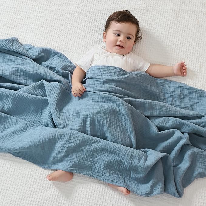 JELLYMONI Muslin Swaddle Blankets for Unisex, 3 Pack Newborn Receiving Blanket, Large 47 x 47 inches Soft Breathable Muslin Baby Blanket for Newborn Boys & Girl