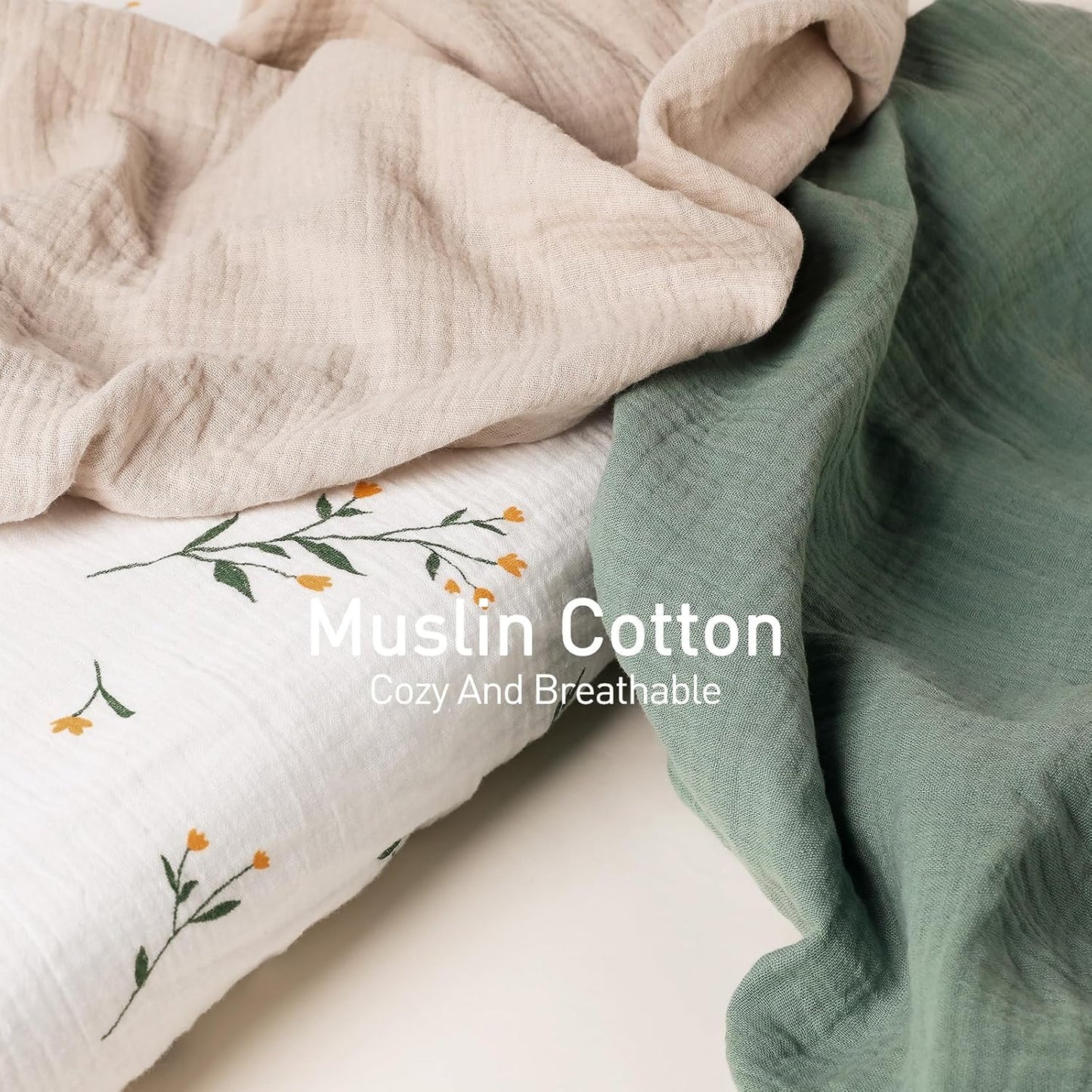 Gllquen Baby Muslin Bassinet Sheets 3 Pack, Breathable Elastic Cozy Fitted Cotton Bassinet Mattress Sheet for Baby Boy Girls, Fit for Hourglass Oval Rectangular Cradle Pad Sheets 33"x17" (Green)