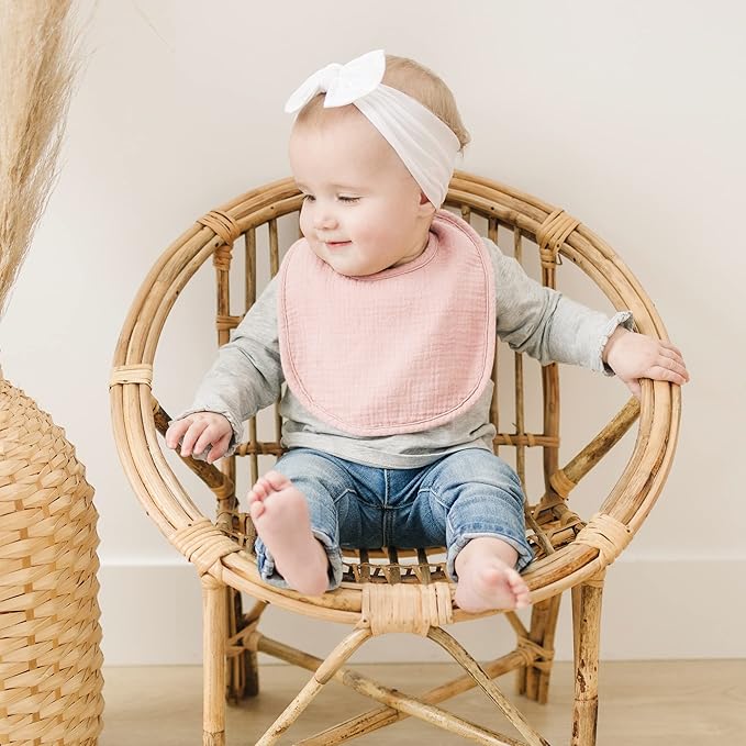 Konssy Muslin Baby Bibs 8 Pack Baby Bandana Drool Bibs Cotton for Unisex Boys and Girls, Soft Absorbent Set for Teething and Drooling