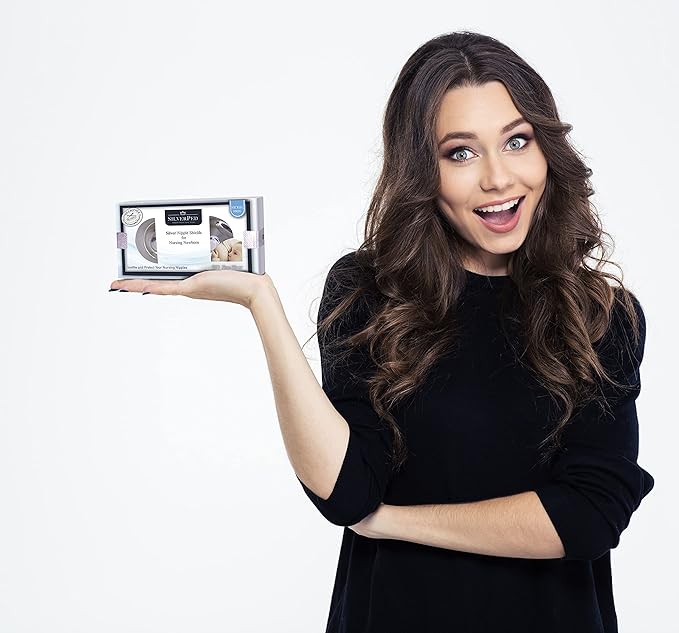 100% Silver Nipple Shield, Soothe and Protect Sore Nipples for Breastfeeding Newborn, Eco-Friendly Nickel-Free Silver Nipple Covers, Polished Surface, 2 Pieces (Standard)