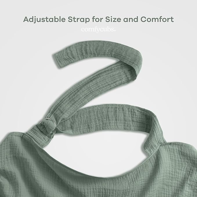 Comfy Cubs Muslin Nursing Cover, Pack of 1, 100% Muslin Breastfeeding Cover - Soft & Breathable Baby Nursing Scarf with Adjustable Neck Strap - Portable, Lightweight & Privacy Coverage - Fern