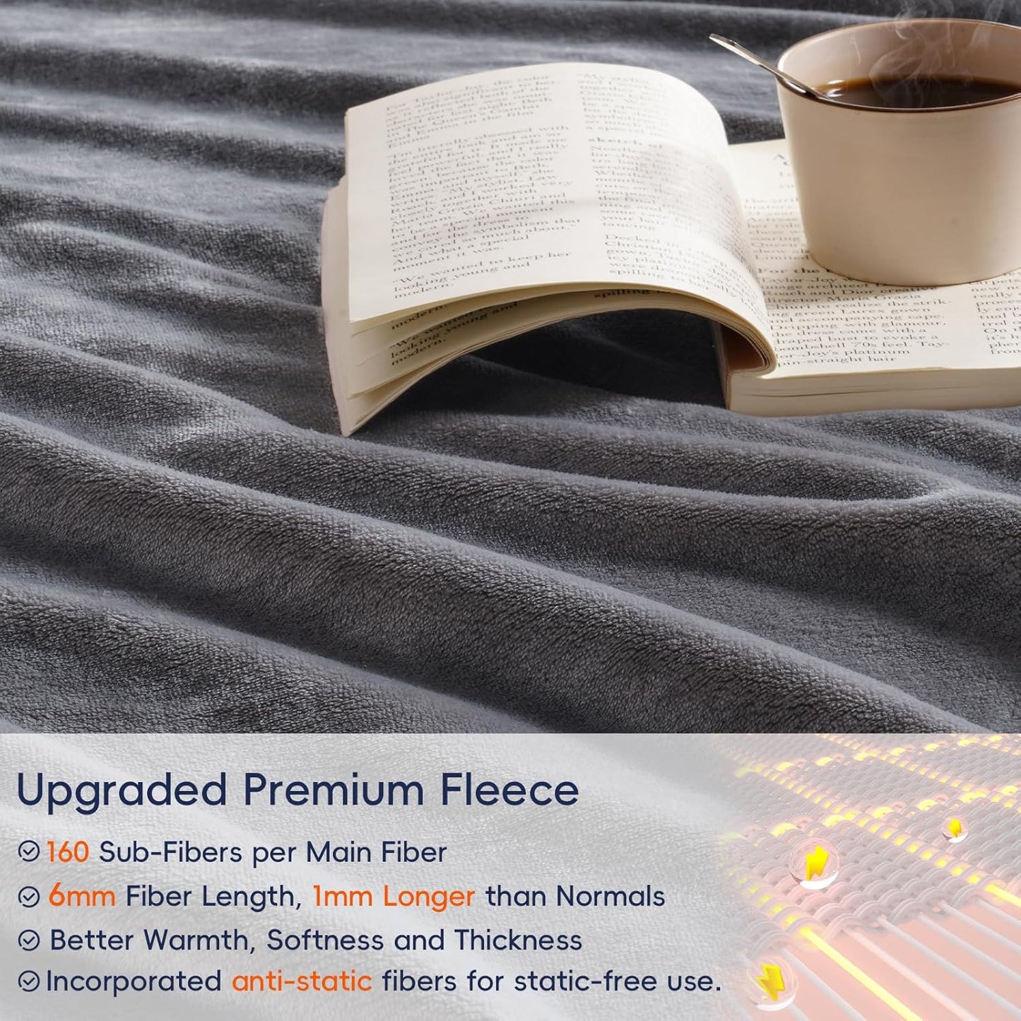 PHF Ultra Soft Fleece Blanket Twin Size, No Shed No Pilling Luxury Plush Cozy 300GSM Lightweight Blanket for Bed, Couch, Chair, Sofa Suitable for All Season, 66" x 90", Grey