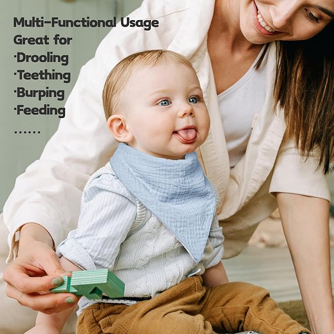 Susurration Muslin Baby Drool Bibs 6Pack Soft Triangular Adjustable Baby Bandana Bibs for Unisex Baby Girls & Boys