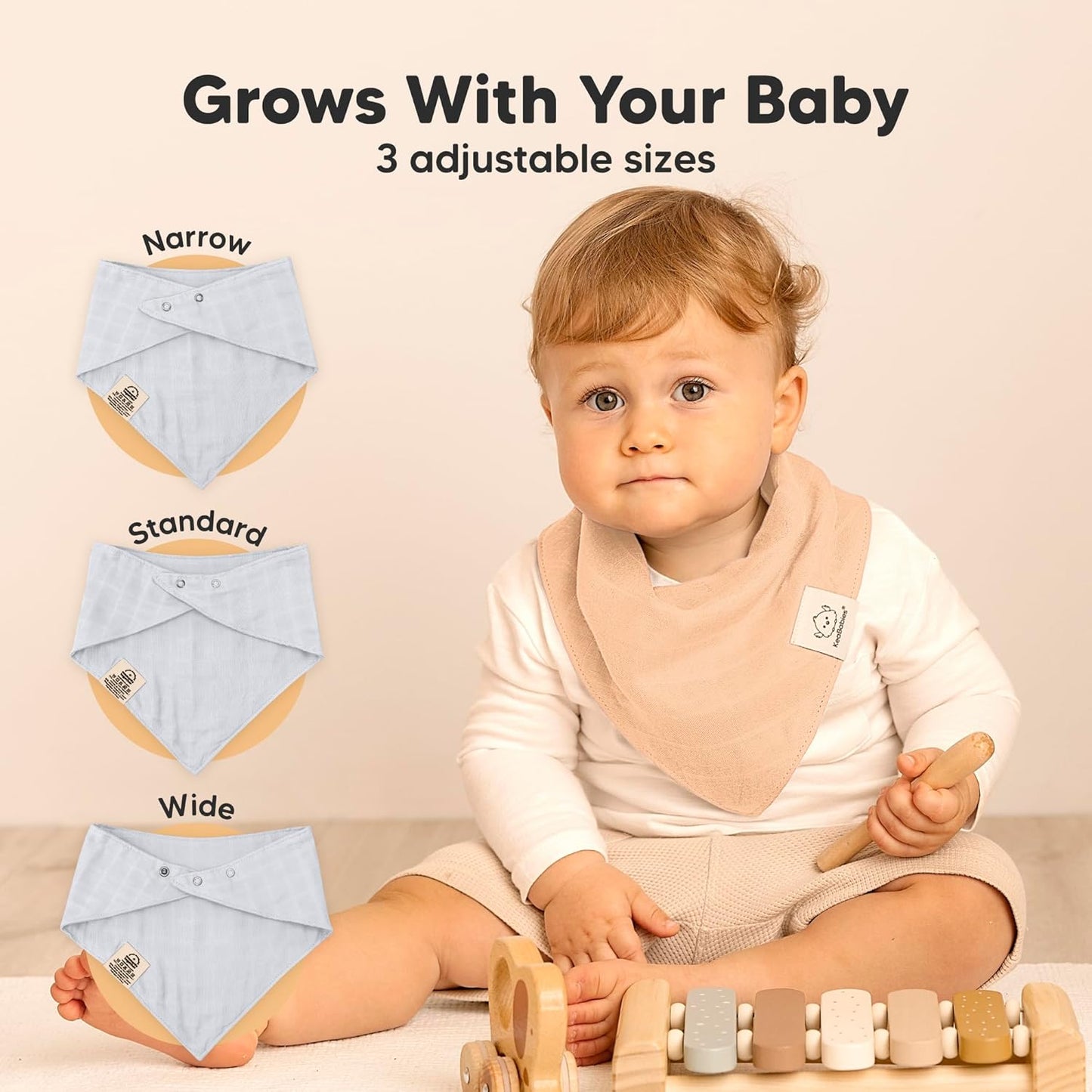 8-Pack Muslin Baby Bibs for Boys, Girls - Muslin Bandana Drool Bibs for Baby Girl & Boy, Drooling Newborn, Teething Toddler, Infant 0-36 Months, 100% Cotton Extra Absorbent & Soft (Dew)