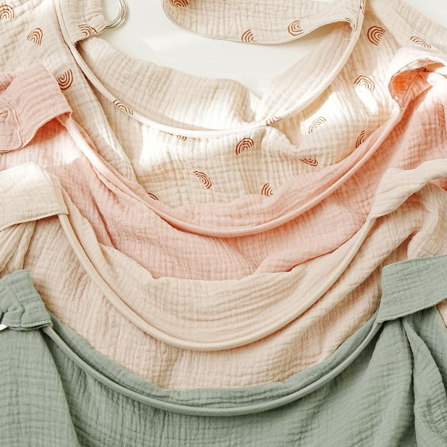 Muslin Nursing Covers for Breastfeeding, Privacy Breast Feeding Cover with Arch Neckline for Mom and Baby, Breathable 100% Cotton Nursing Apron Multi-use Stroller Cover