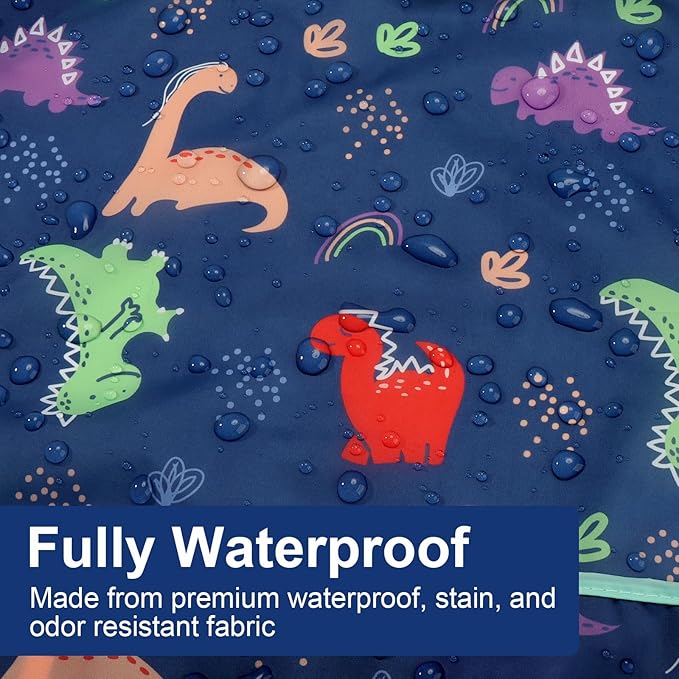 Accmor 5 Pack Long Sleeve Bibs, Baby Smock Waterproof Sleeved Bib Smock for Baby Toddler 6-36 Months