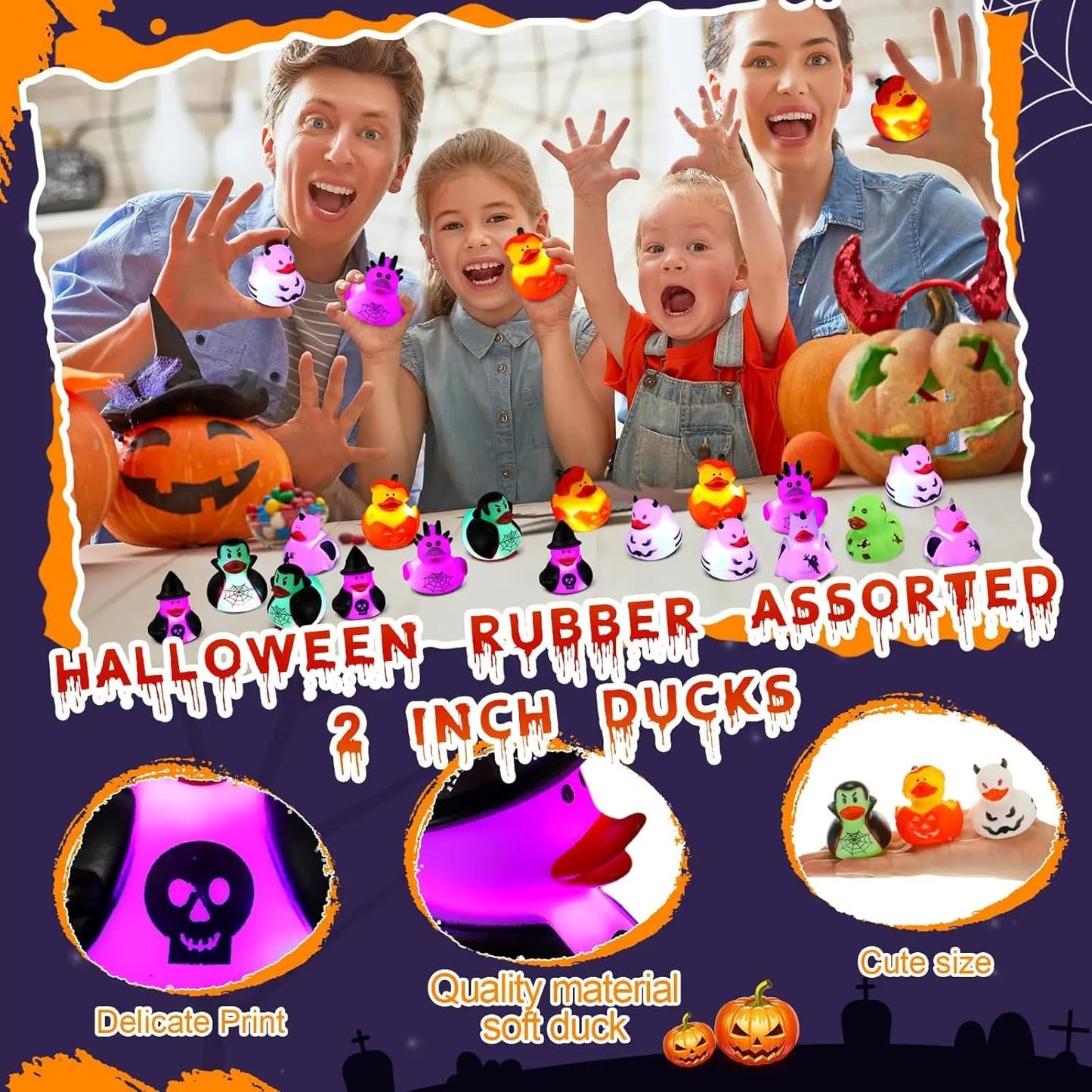 Halloween Rubber Duckies in Bulk Glow in The Dark Rubber Ducks Light up Halloween Mini Duckies Bath Toys for Halloween Party Favor Decor Pool Bathtub Baby Shower Toy Gifts for Kids(12)