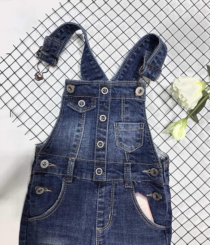 KIDSCOOL SPACE Baby Toddler 2 Buttons Adjustable Straps Fashion Jean Overall