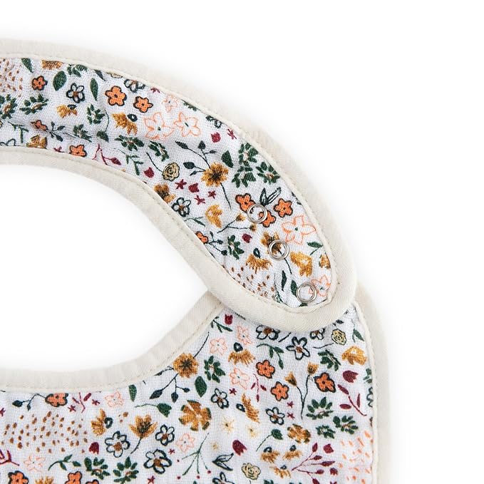 Little Unicorn Premium Classic Bib 3 pack | Adjustable as baby grows | Soft fabric on skin | Great for first time eaters (Vintage Floral)