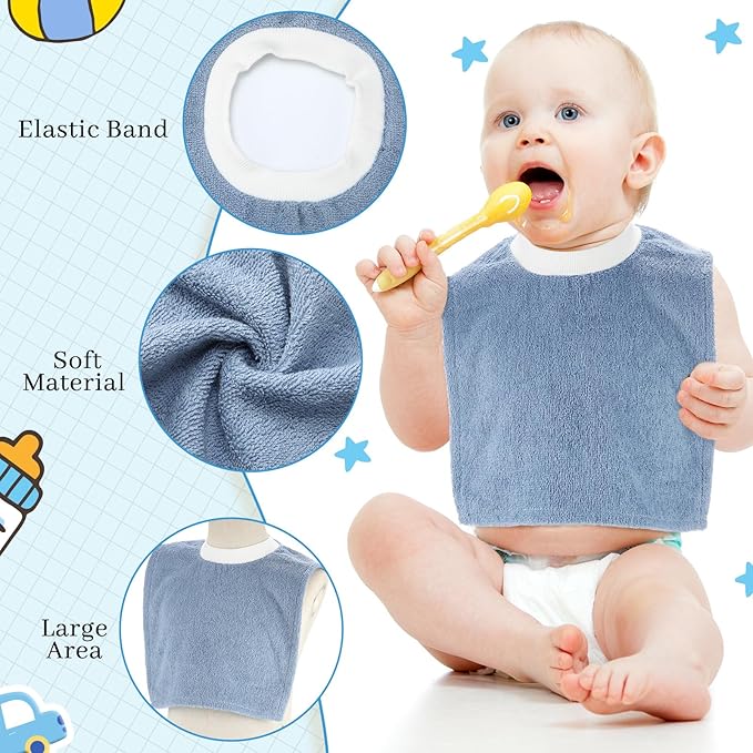 Foaincore 6 Pcs Pullover Baby Bibs Cotton Terry Toddler Absorbent Infant for Feeding and Drooling Towel Slip on Bib (Elegant Color)