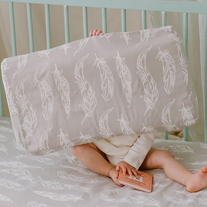 Nest Designs Toddler Pillow with Bamboo Viscose Pillowcase - Feather Grey, Medium
