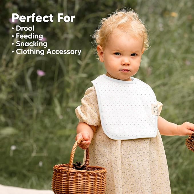 KeaBabies 8-Pack Organic Baby Bibs for Boys, Girls - Super Absorbent Cotton Drool Bibs for Baby Girl & Boy, Teething Toddler, Drooling Newborn, Ultra Soft & Machine Washable (Blush)