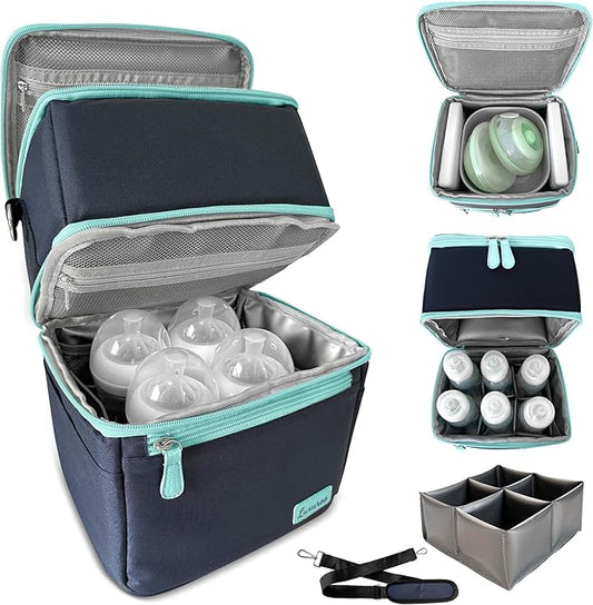 Cool Insulated Breast Milk Cooler Bag with Dual Sections, Non-Toxic, Perfect for Day Care Bottles and Pumping Working Traveling Moms to Keep Breast Milk Cold and Fresh On The Go